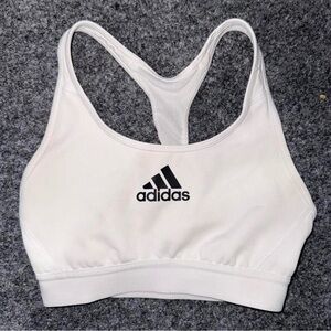 adidas White Racerback Sports Bra with Black Logo